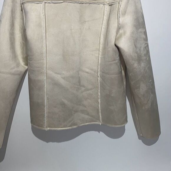 Gotham City Gear Women's Cream Collared Faux Suede Sherpa Jacket Size Large - Picture 6 of 10
